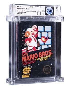 1985 NES (USA) "Super Mario Bros." (SOQ Hangtab Early Production) Sealed Video Game - WATA 7.0/A